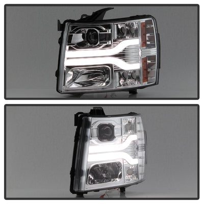 Version 3 Chrome LED DRL Projector Headlights <br>07-13 Chevy Silverado 1500, 2500 HD, 3500 HD