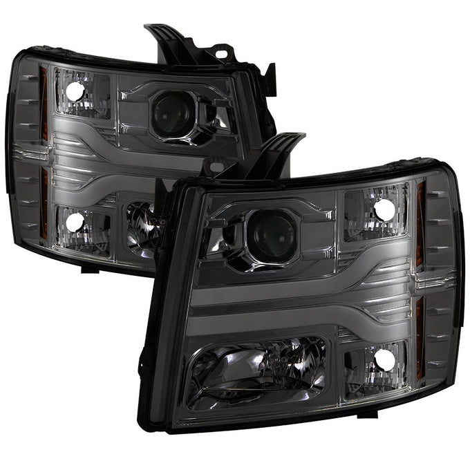 Version 3 Smoke LED DRL Projector Headlights <br>07-13 Chevy Silverado 1500, 2500 HD, 3500 HD