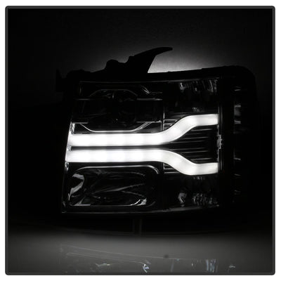 Version 3 Smoke LED DRL Projector Headlights <br>07-13 Chevy Silverado 1500, 2500 HD, 3500 HD