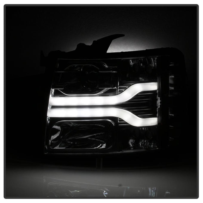 Version 3 Smoke LED DRL Projector Headlights <br>07-13 Chevy Silverado 1500, 2500 HD, 3500 HD