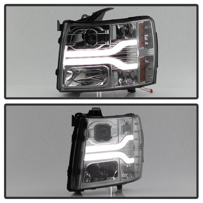 Version 3 Smoke LED DRL Projector Headlights <br>07-13 Chevy Silverado 1500, 2500 HD, 3500 HD