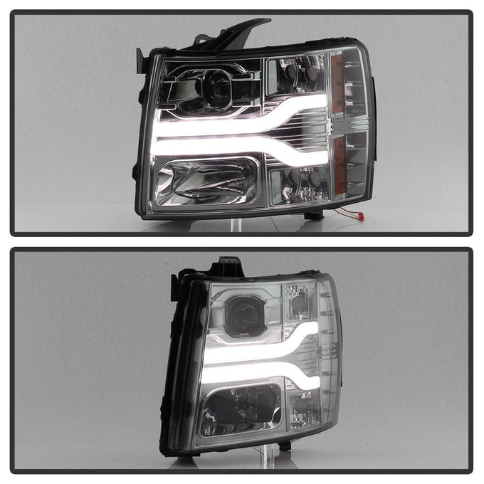 Version 3 Smoke LED DRL Projector Headlights <br>07-13 Chevy Silverado 1500, 2500 HD, 3500 HD