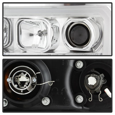 Version 2 Chrome Light Bar DRL LED Projector Headlights <br>07-13 GMC Sierra 1500 Sierra 2500 HD Sierra 3500 HD