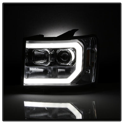 Version 2 Chrome Light Bar DRL LED Projector Headlights <br>07-13 GMC Sierra 1500 Sierra 2500 HD Sierra 3500 HD