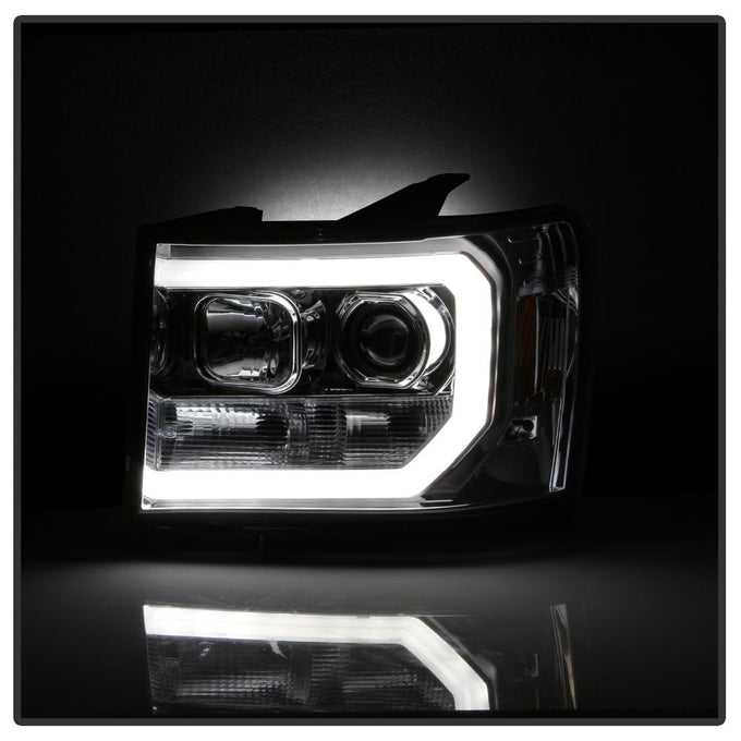 Version 2 Chrome Light Bar DRL LED Projector Headlights <br>07-13 GMC Sierra 1500 Sierra 2500 HD Sierra 3500 HD