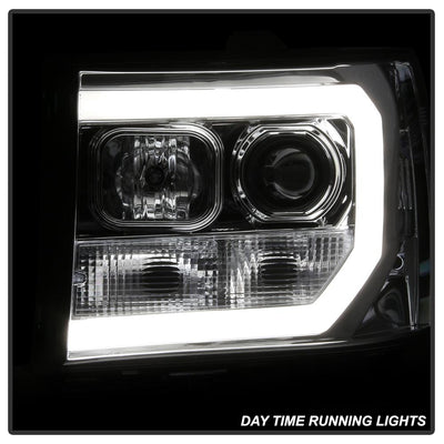 Version 2 Chrome Light Bar DRL LED Projector Headlights <br>07-13 GMC Sierra 1500 Sierra 2500 HD Sierra 3500 HD
