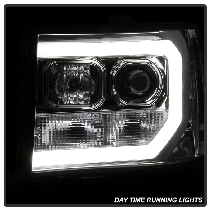 Version 2 Chrome Light Bar DRL LED Projector Headlights <br>07-13 GMC Sierra 1500 Sierra 2500 HD Sierra 3500 HD