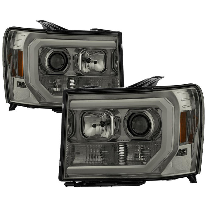 Version 2 Smoke Light Bar DRL LED Projector Headlights <br>07-13 GMC Sierra 1500 Sierra 2500 HD Sierra 3500 HD
