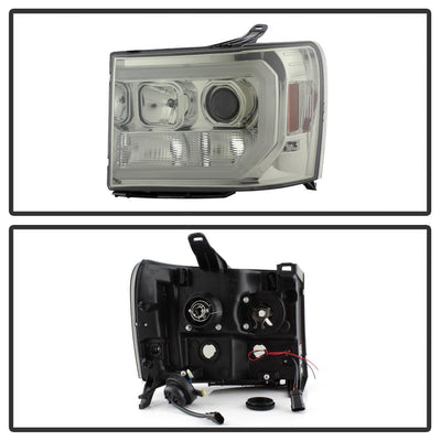 Version 2 Smoke Light Bar DRL LED Projector Headlights <br>07-13 GMC Sierra 1500 Sierra 2500 HD Sierra 3500 HD