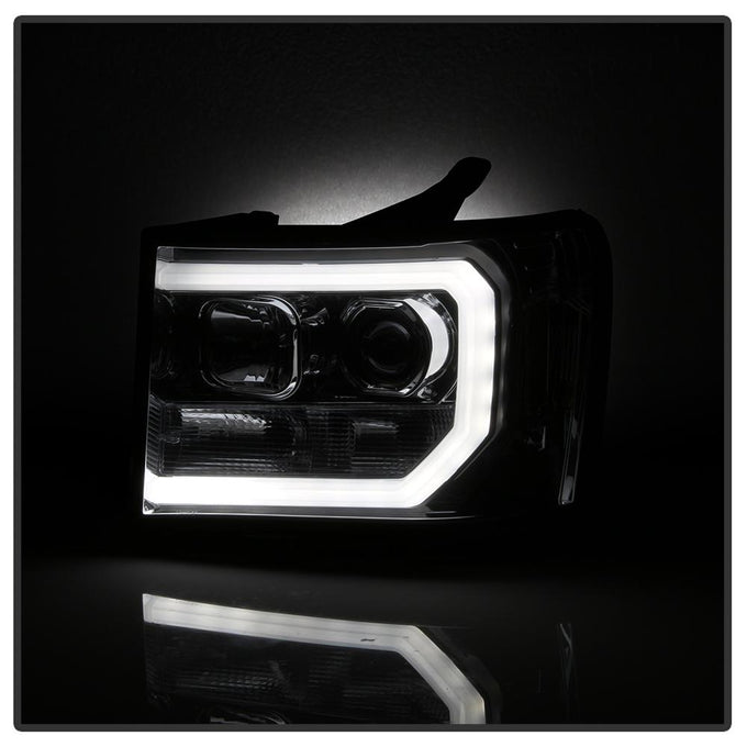 Version 2 Smoke Light Bar DRL LED Projector Headlights <br>07-13 GMC Sierra 1500 Sierra 2500 HD Sierra 3500 HD