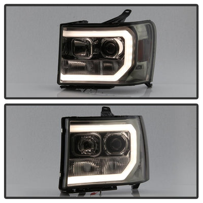 Version 2 Smoke Light Bar DRL LED Projector Headlights <br>07-13 GMC Sierra 1500 Sierra 2500 HD Sierra 3500 HD