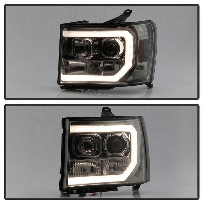 Version 2 Smoke Light Bar DRL LED Projector Headlights <br>07-13 GMC Sierra 1500 Sierra 2500 HD Sierra 3500 HD