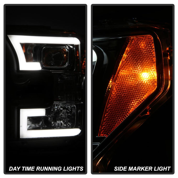 Light Bar DRL LED Smoke Projector Headlights <br>15-17 Ford F-150