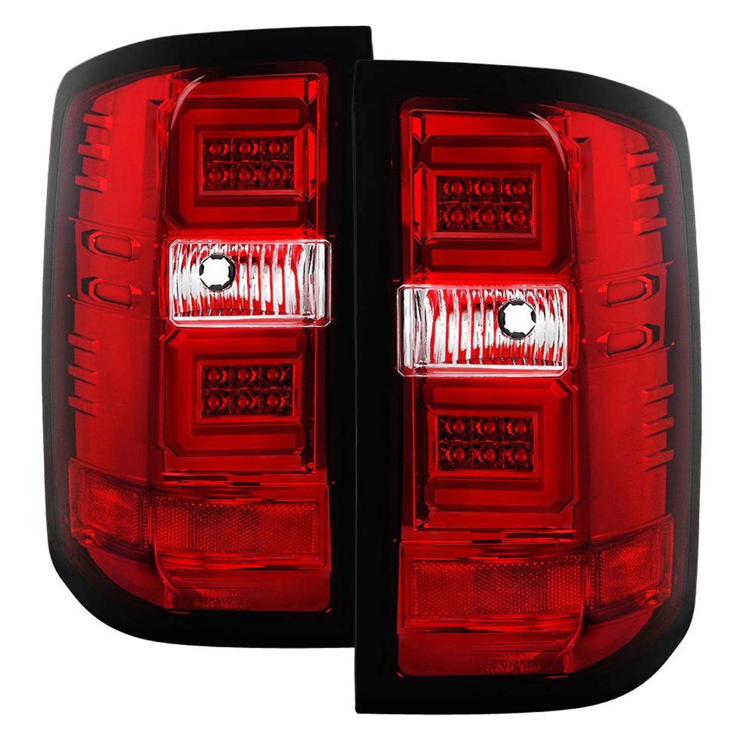 Red Clear LED Tail Lights <br>16-18 Chevy Silverado 1500 16-19 2500 HD 3500 HD