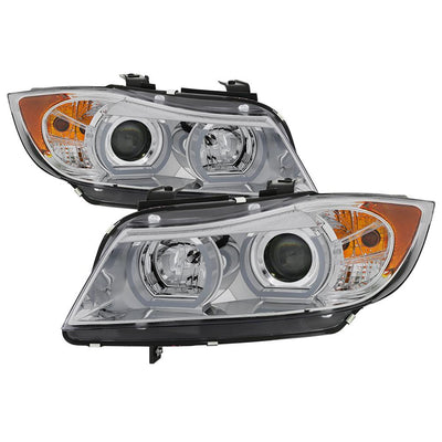 Version 2 Chrome Light Bar DRL Projector Headlights <br>06-08 BMW 3-Series