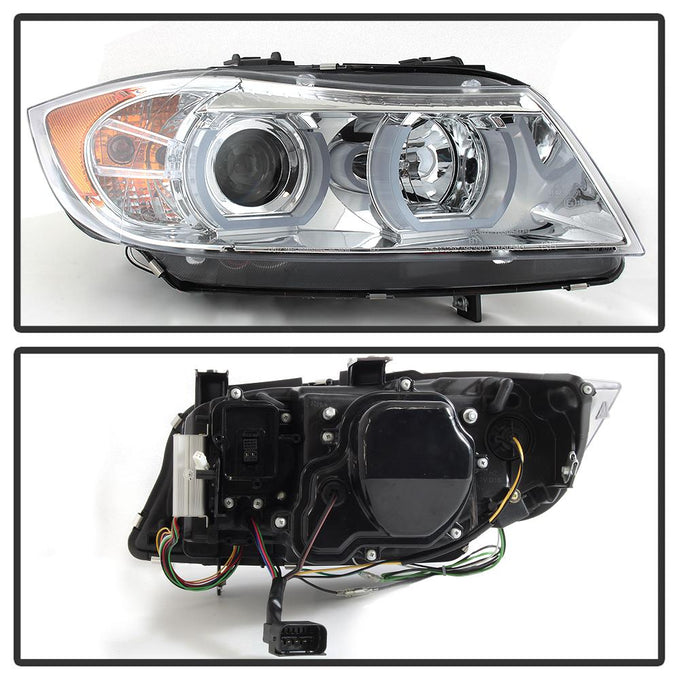 Version 2 Chrome Light Bar DRL Projector Headlights <br>06-08 BMW 3-Series