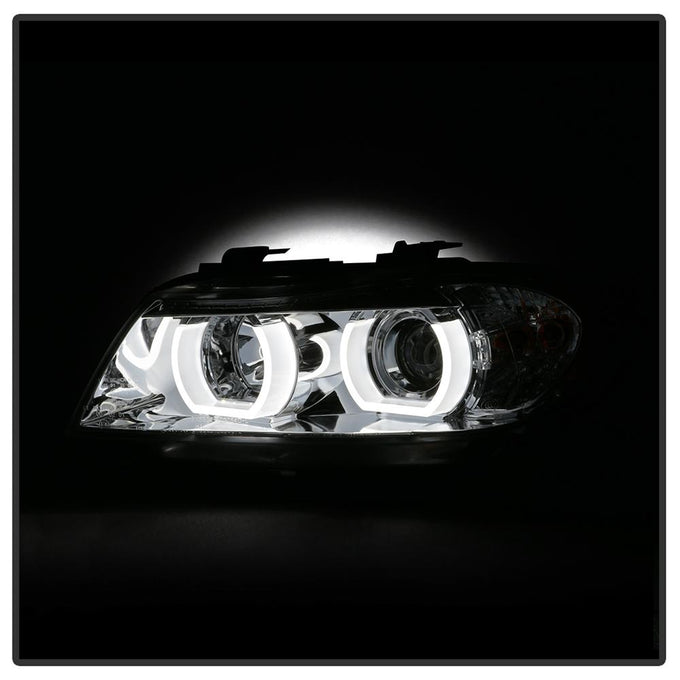 Version 2 Chrome Light Bar DRL Projector Headlights <br>06-08 BMW 3-Series