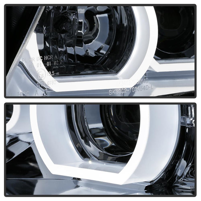 Version 2 Chrome Light Bar DRL Projector Headlights <br>06-08 BMW 3-Series