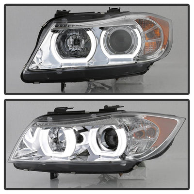 Version 2 Chrome Light Bar DRL Projector Headlights <br>06-08 BMW 3-Series