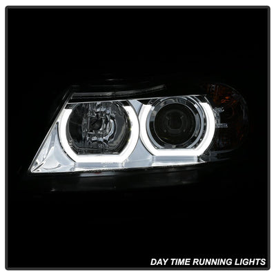 Version 2 Chrome Light Bar DRL Projector Headlights <br>06-08 BMW 3-Series