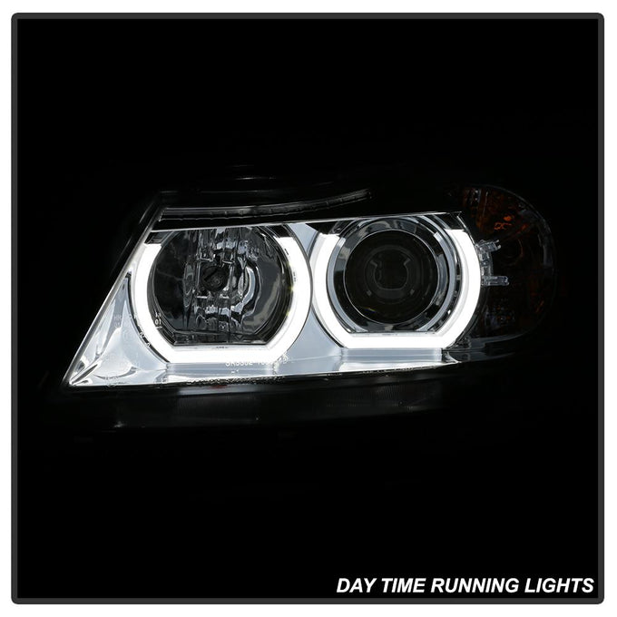 Version 2 Chrome Light Bar DRL Projector Headlights <br>06-08 BMW 3-Series