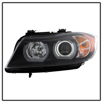 Version 2 Black Light Bar DRL Projector Headlights <br>06-08 BMW 3-Series