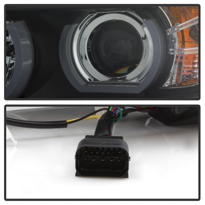 Version 2 Black Light Bar DRL Projector Headlights <br>06-08 BMW 3-Series