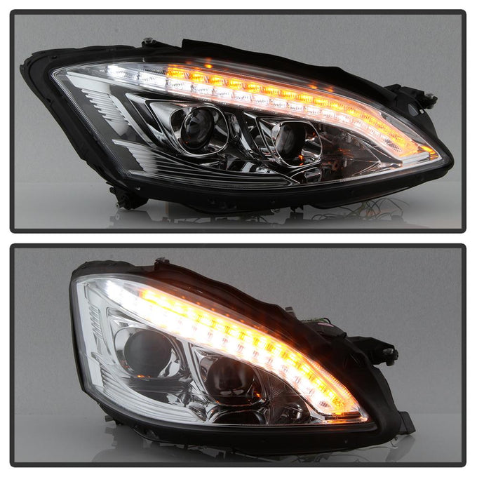 DRL LED Chrome Projector Headlights <br>07-09 Mercedes-Benz S550 S600 S65 AMG 08-09 S63 AMG