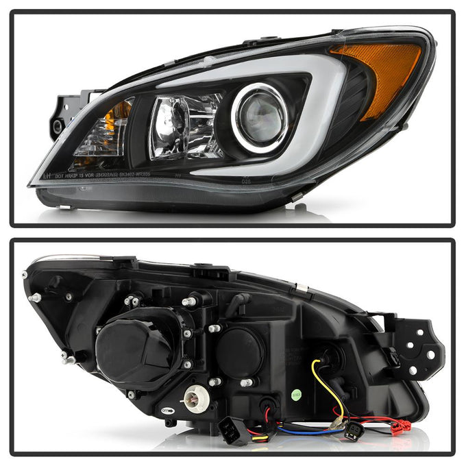 Light Bar DRL Black Projector Headlights <br>06-07 Subaru Impreza