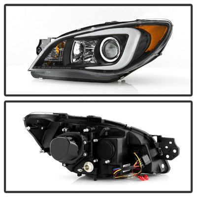 Light Bar DRL Black Projector Headlights <br>06-07 Subaru Impreza