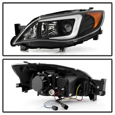 Light Bar DRL Black Projector Headlights <br>08-14 Subaru Impreza 12-14 Subaru WRX