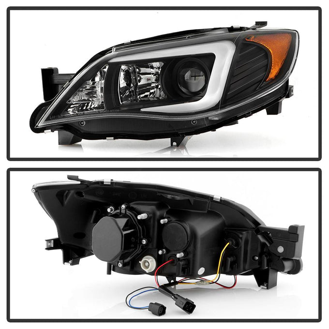 Light Bar DRL Black Projector Headlights <br>08-14 Subaru Impreza 12-14 Subaru WRX