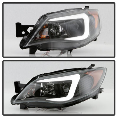 Light Bar DRL Black Projector Headlights <br>08-14 Subaru Impreza 12-14 Subaru WRX