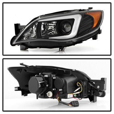 Light Bar DRL Black Projector Headlights <br>08-14 Subaru Impreza 12-14 Subaru WRX