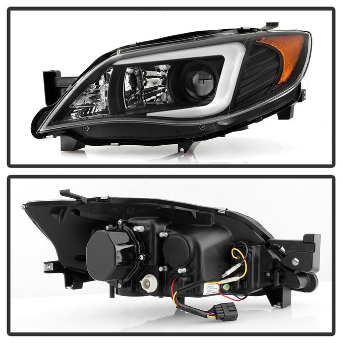 Light Bar DRL Black Projector Headlights <br>08-14 Subaru Impreza 12-14 Subaru WRX