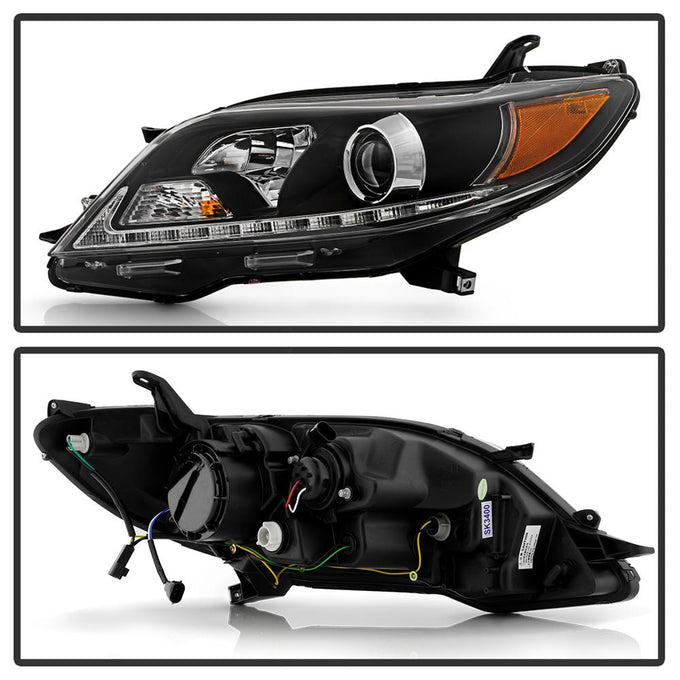 DRL LED Black Projector Headlights <br>11-17 Toyota Sienna