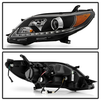 DRL LED Black Projector Headlights <br>15-19 Toyota Sienna