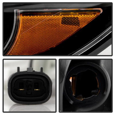 DRL LED Black Projector Headlights <br>15-19 Toyota Sienna