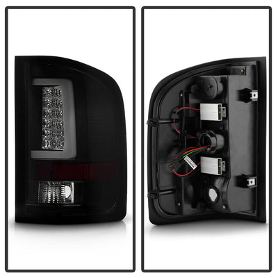 Version 3 Black Smoke Light Bar LED Tail Lights <br>07-13 Chevy Silverado 1500 2500 HD 3500 HD