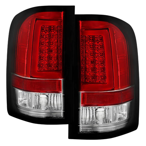 Version 3 Red Clear Light Bar LED Tail Lights <br>07-13 Chevy Silverado 1500 2500 HD 3500 HD