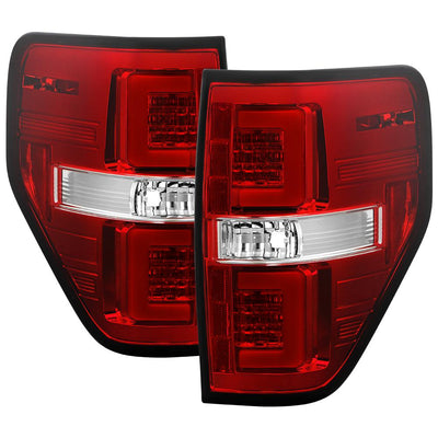 Version 2 Red Clear LED Tail Lights <br>09-14 Ford F-150