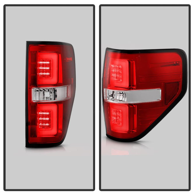 Version 2 Red Clear LED Tail Lights <br>09-14 Ford F-150