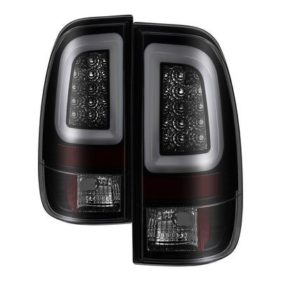 Version 3 Black Smoke Light Bar LED Tail Lights <br>97-03 Ford F-150, 1999 F-250, 99-07 F250-F550 Super Duty