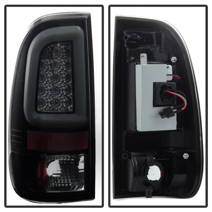 Version 3 Black Smoke Light Bar LED Tail Lights <br>97-03 Ford F-150, 1999 F-250, 99-07 F250-F550 Super Duty