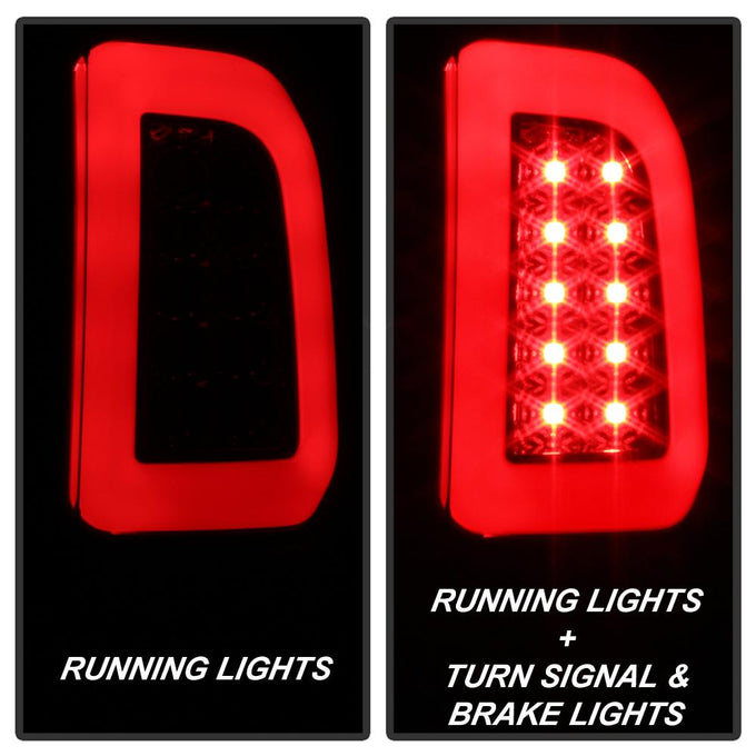 Version 3 Black Smoke Light Bar LED Tail Lights <br>97-03 Ford F-150, 1999 F-250, 99-07 F250-F550 Super Duty