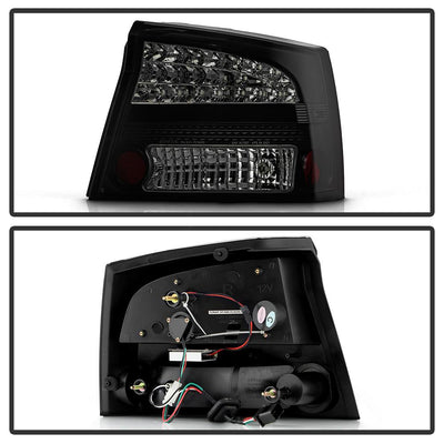 Black Smoke LED Tail Lights <br>06-08 Dodge Charger