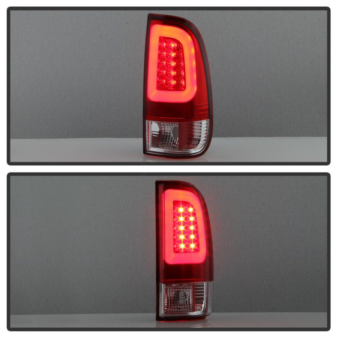 Version 3 Red Clear Light Bar LED Tail Lights <br>97-03 Ford F-150, 1999 F-250, 99-07 F250-F550 Super Duty
