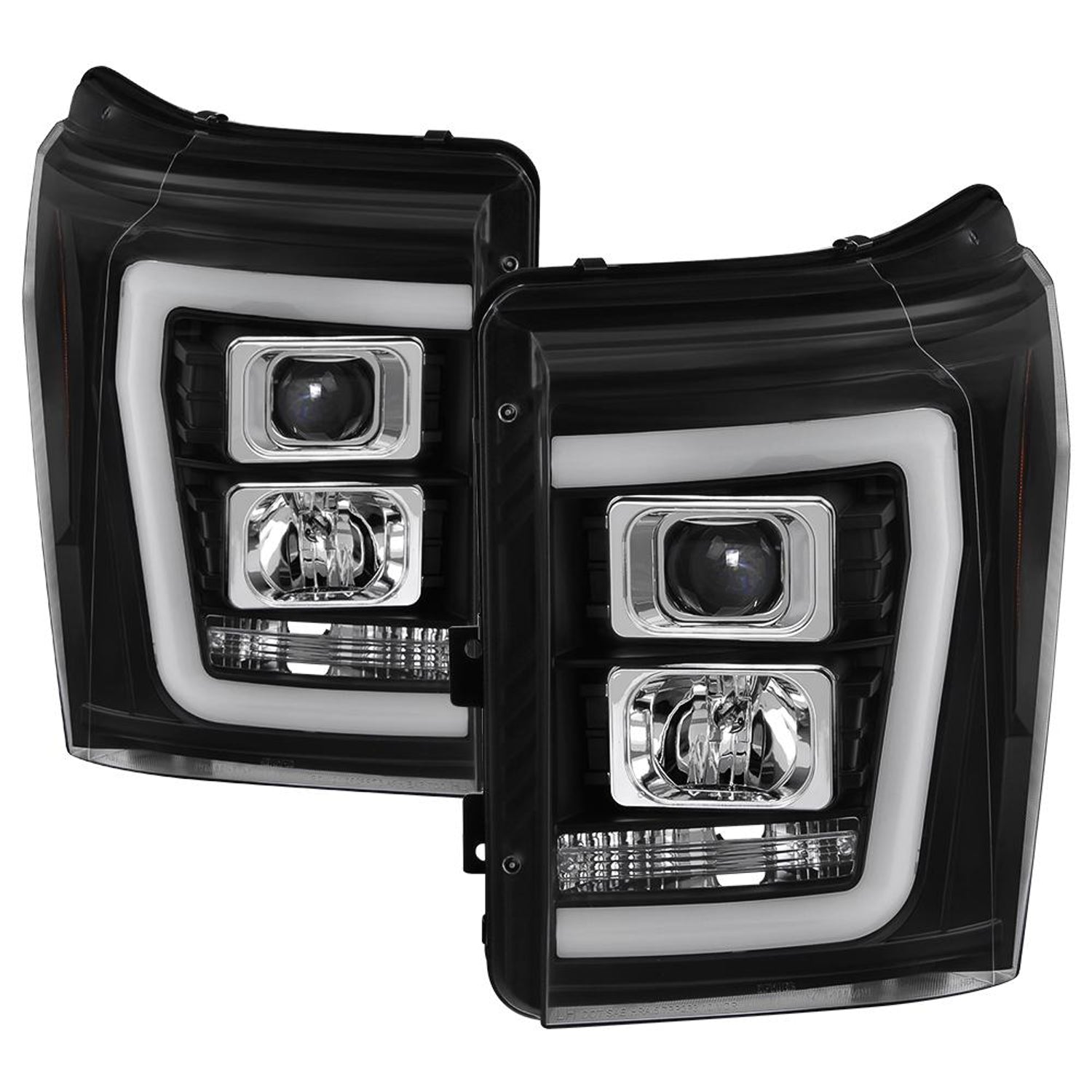 Version 2 Black Light Bar DRL Projector Headlights <br>11-16 Ford F-250 F-350 F-450 Super Duty
