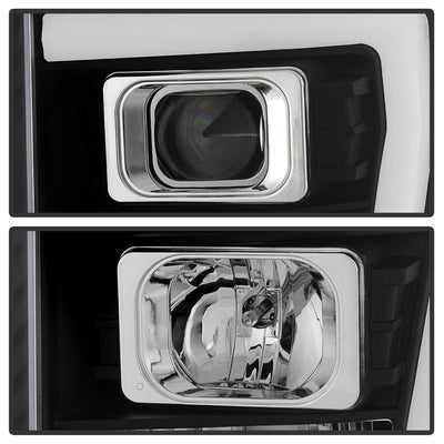 Version 2 Black Light Bar DRL Projector Headlights <br>11-16 Ford F-250 F-350 F-450 Super Duty