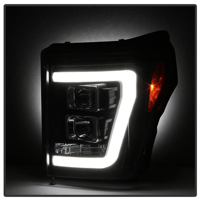 Version 2 Black Light Bar DRL Projector Headlights <br>11-16 Ford F-250 F-350 F-450 Super Duty